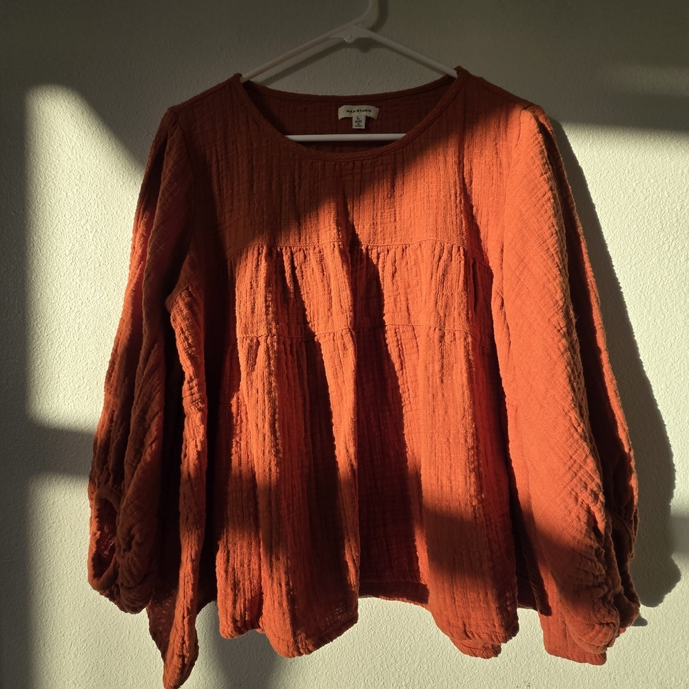 Max Studio Brown Long Sleeve Blouse